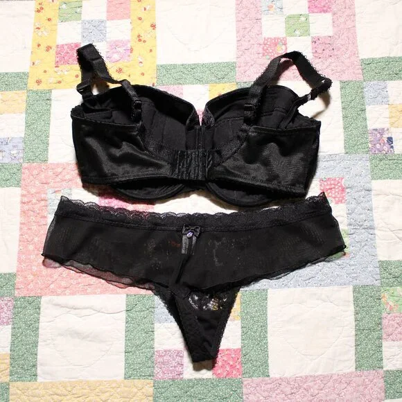 Ewa michalak KM-S Czarny Pik nursing bra and NWT thong panty 90GG 46 - Picture 3 of 5